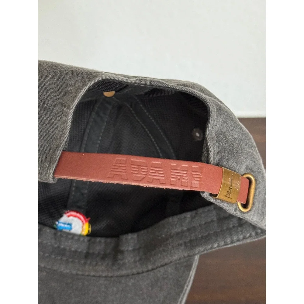 Google Logo Hat Adams Headwear Charcoal Gray Washed Cotton Leather Strapback Cap